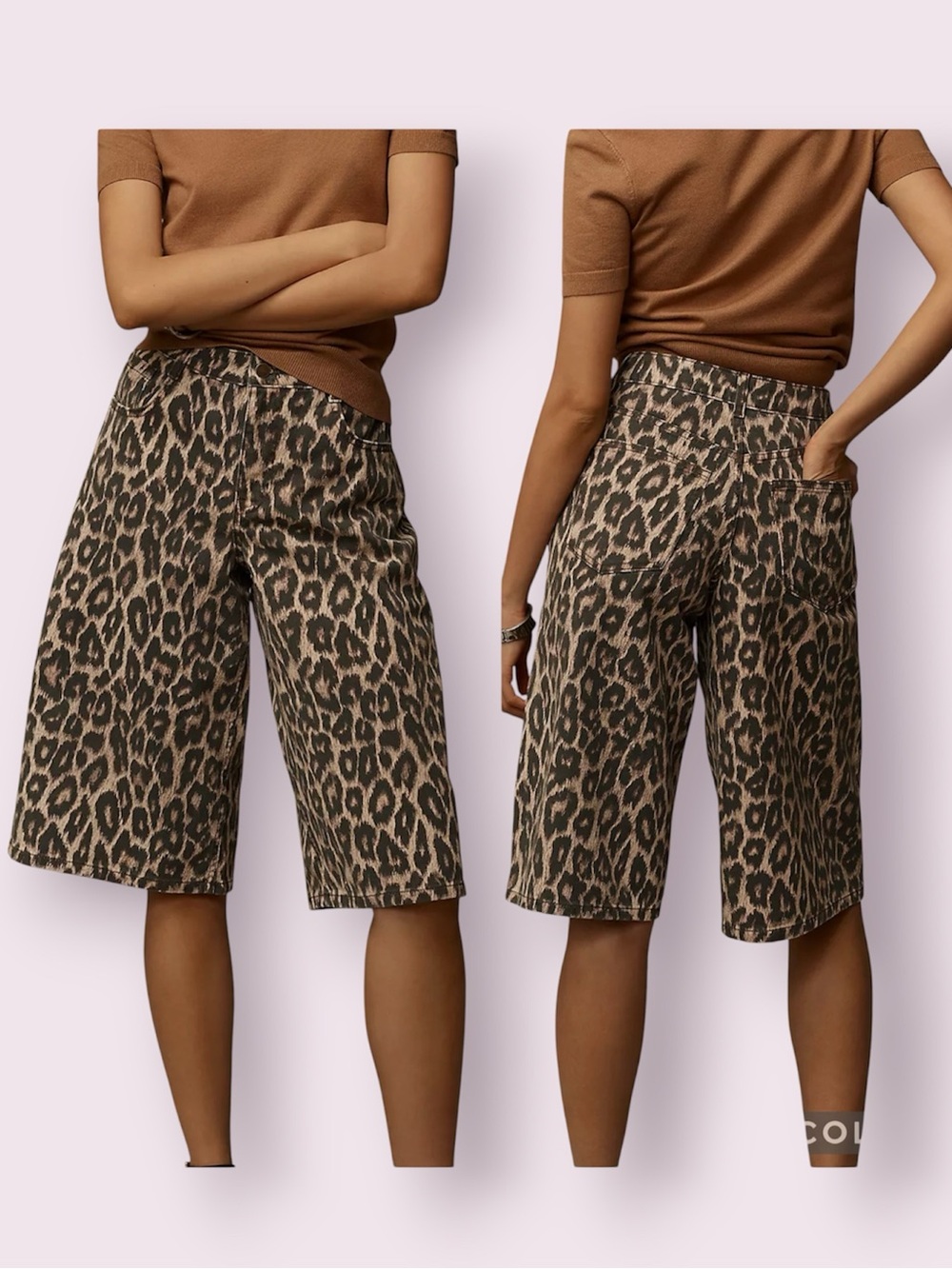 Anthropologie Pilcro Cheetah Print Bermuda Shorts Brown & Black Size 34 Waist